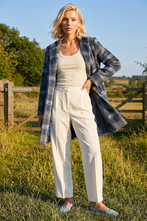 Roman Navy Petite Check Coat - 14 Image 3