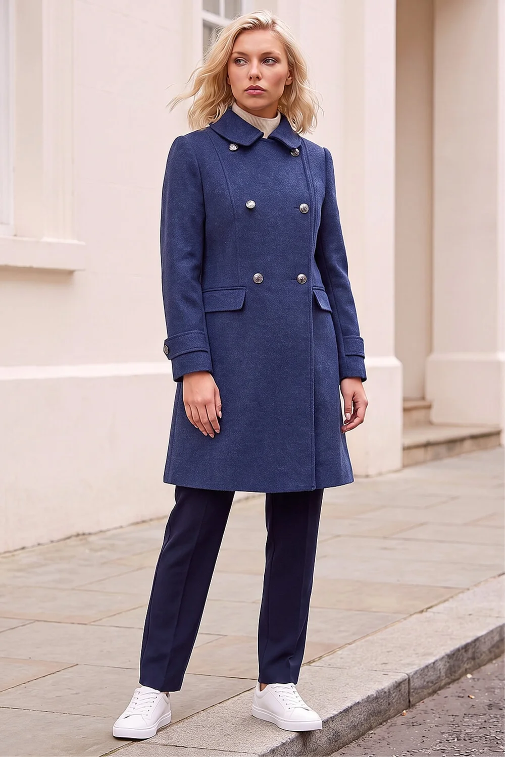 Roman Denim Petite Double Breasted Military Coat - 12 Image 3