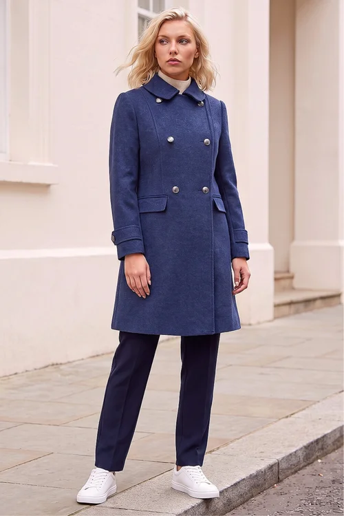 Roman Denim Petite Double Breasted Military Coat - 12 Image 3