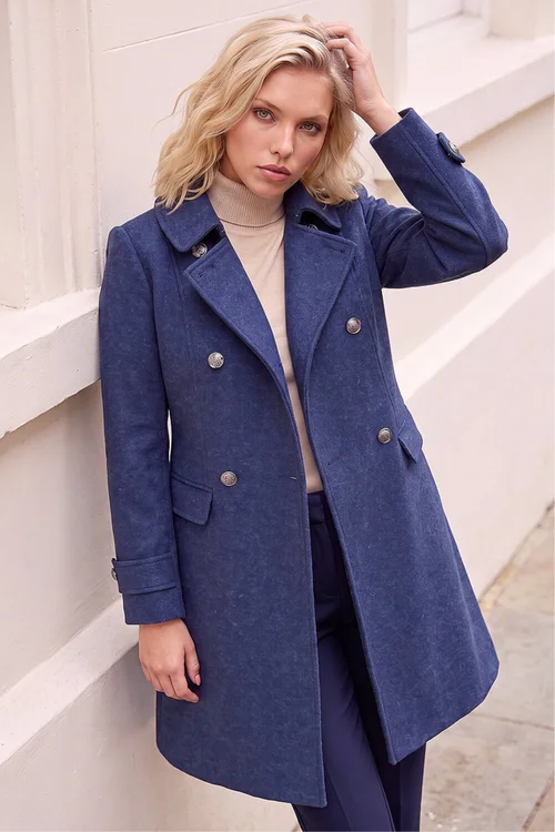 Roman Denim Petite Double Breasted Military Coat - 12 Image 1