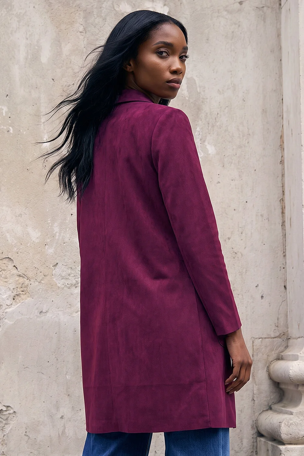 Roman Wine Petite Faux Suede Pocket Jacket - 12 Image 3