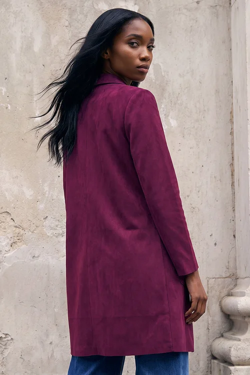 Roman Wine Petite Faux Suede Pocket Jacket - 12 Image 3