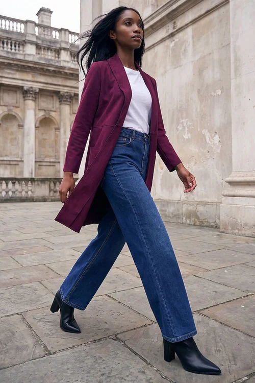Roman Wine Petite Faux Suede Pocket Jacket - 12 Image 2