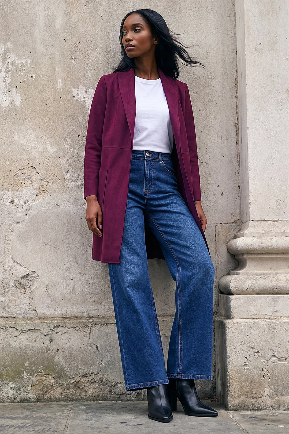 Roman Wine Petite Faux Suede Pocket Jacket - 12 Image 1