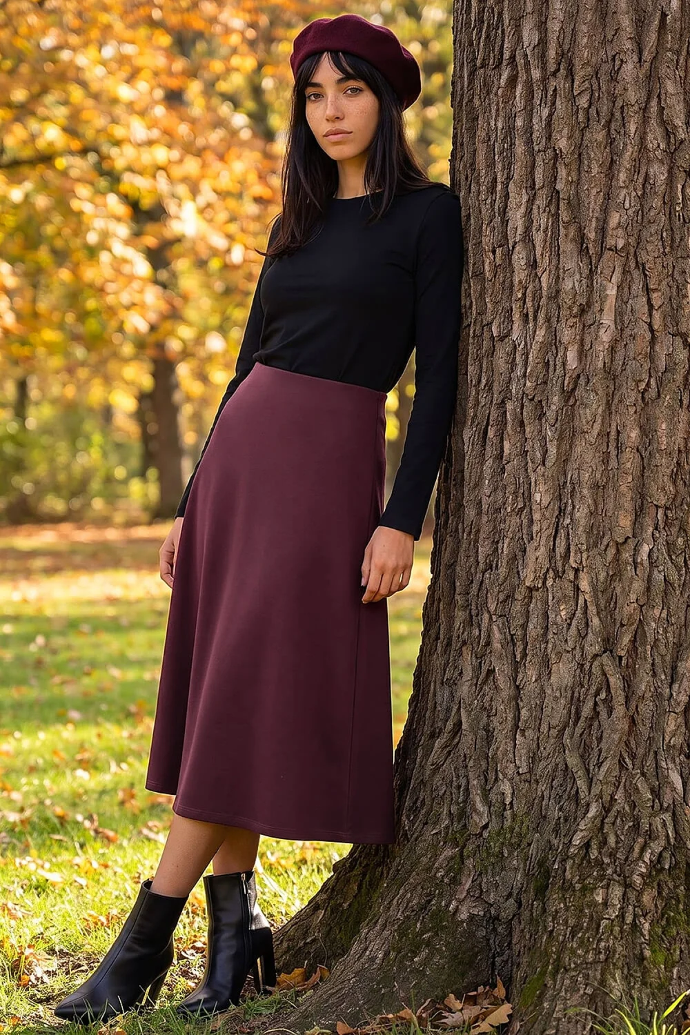 Roman Wine Petite Ponte Stretch Midi Skirt - 12 Image 2