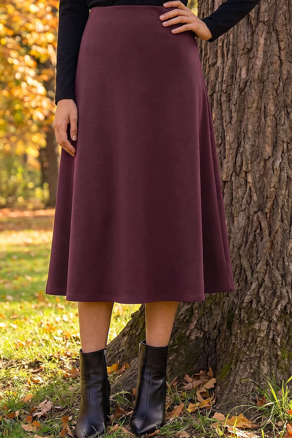 Roman Wine Petite Ponte Stretch Midi Skirt - 12 Image 1