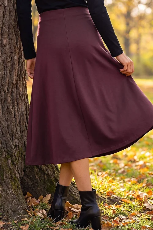 Roman Wine Petite Ponte Stretch Midi Skirt - 12 Image 3