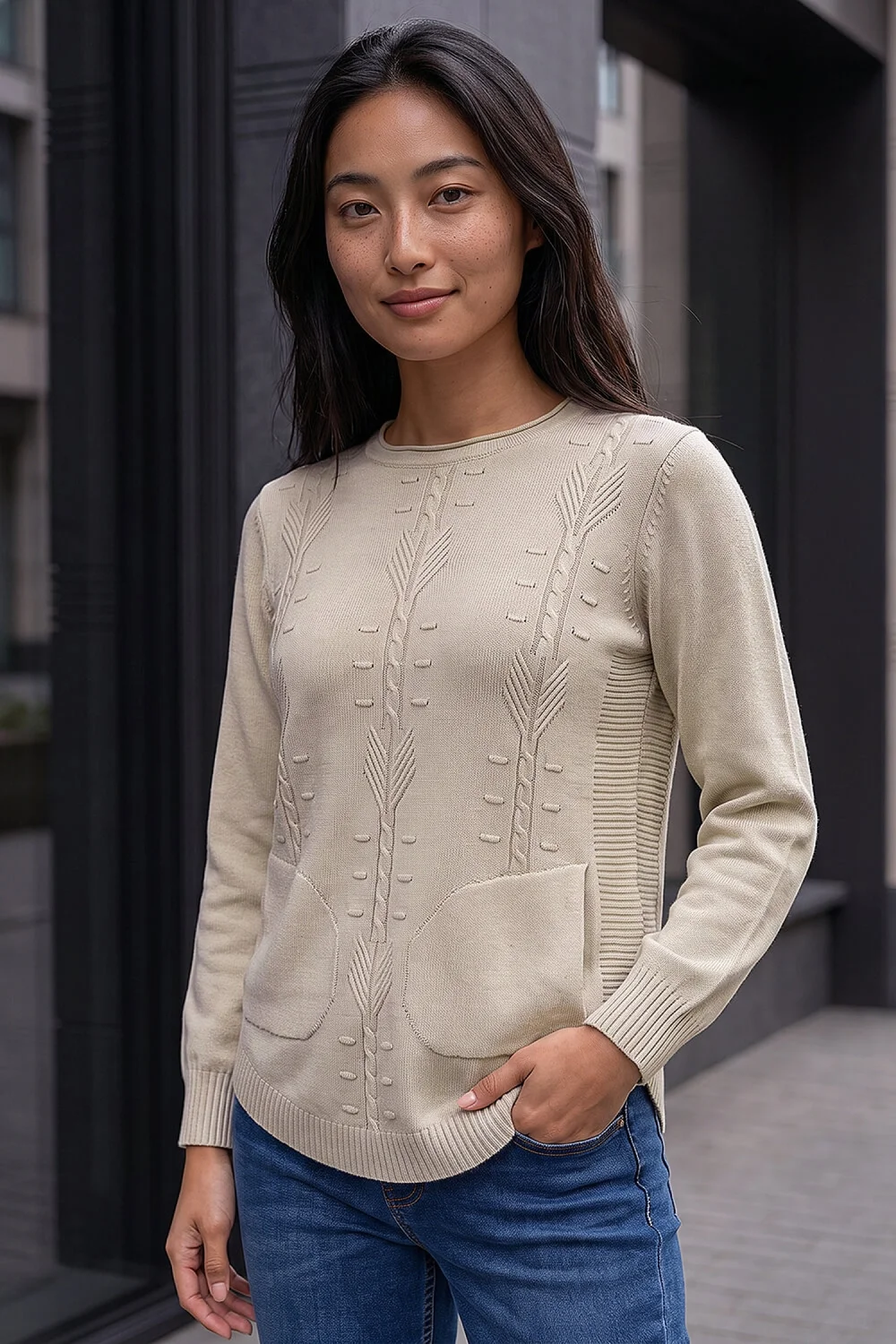 Roman Stone Petite Cable Knit Pocket Jumper - 18 Image 1