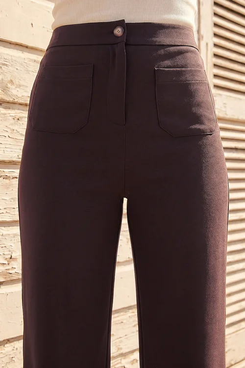 Roman Chocolate Petite Front Pocket Trouser - 16 Image 4