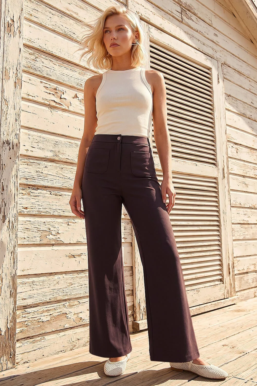 Roman Chocolate Petite Front Pocket Trouser - 16 Image 1