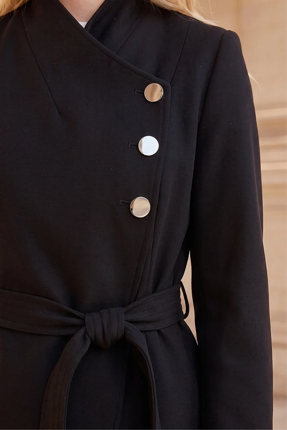 Roman Black Petite Wrap Coat - 14 Image 4