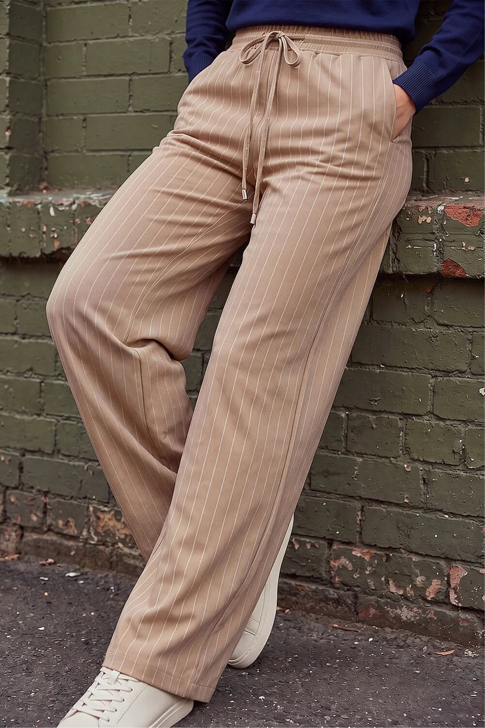 Roman Camel Petite Stripe Wide Leg Stretch Trouser - 12 Image 1