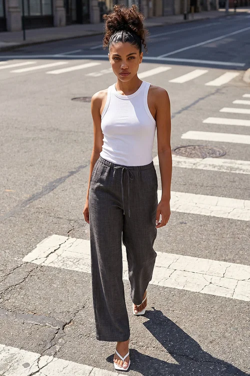 Roman Dark Grey Petite Pull On Woven Trouser - 16 Image 1