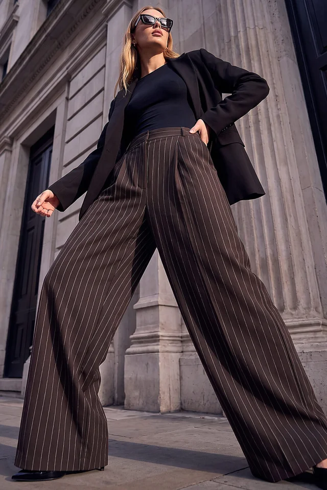 Roman Chocolate Pinstripe Trouser