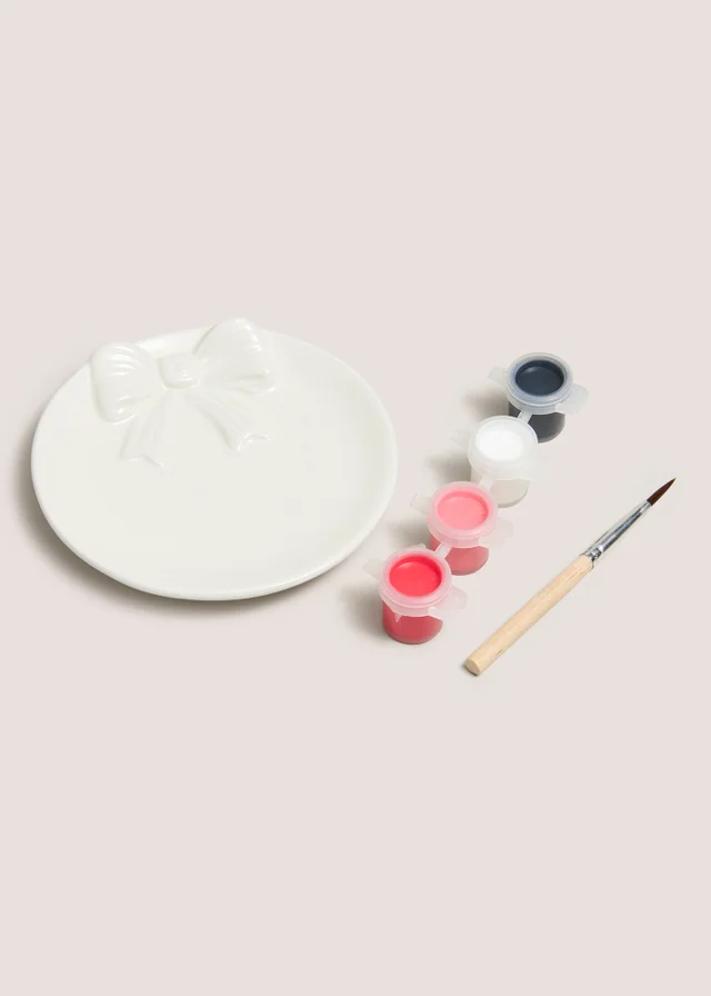 White Bow Paint Your Own Trinket Dish