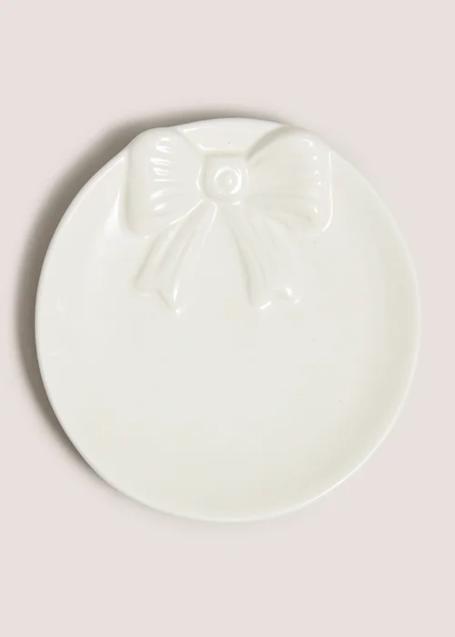White Bow Paint Your Own Trinket Dish Image 1