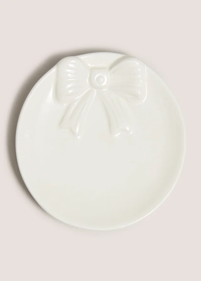 White Bow Paint Your Own Trinket Dish