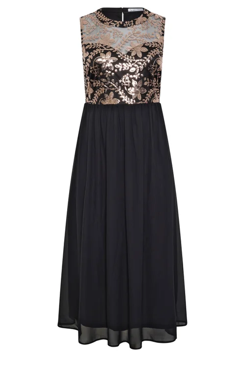 Yours London Curve Black Floral Sequin Maxi Dress - 14 Image 5