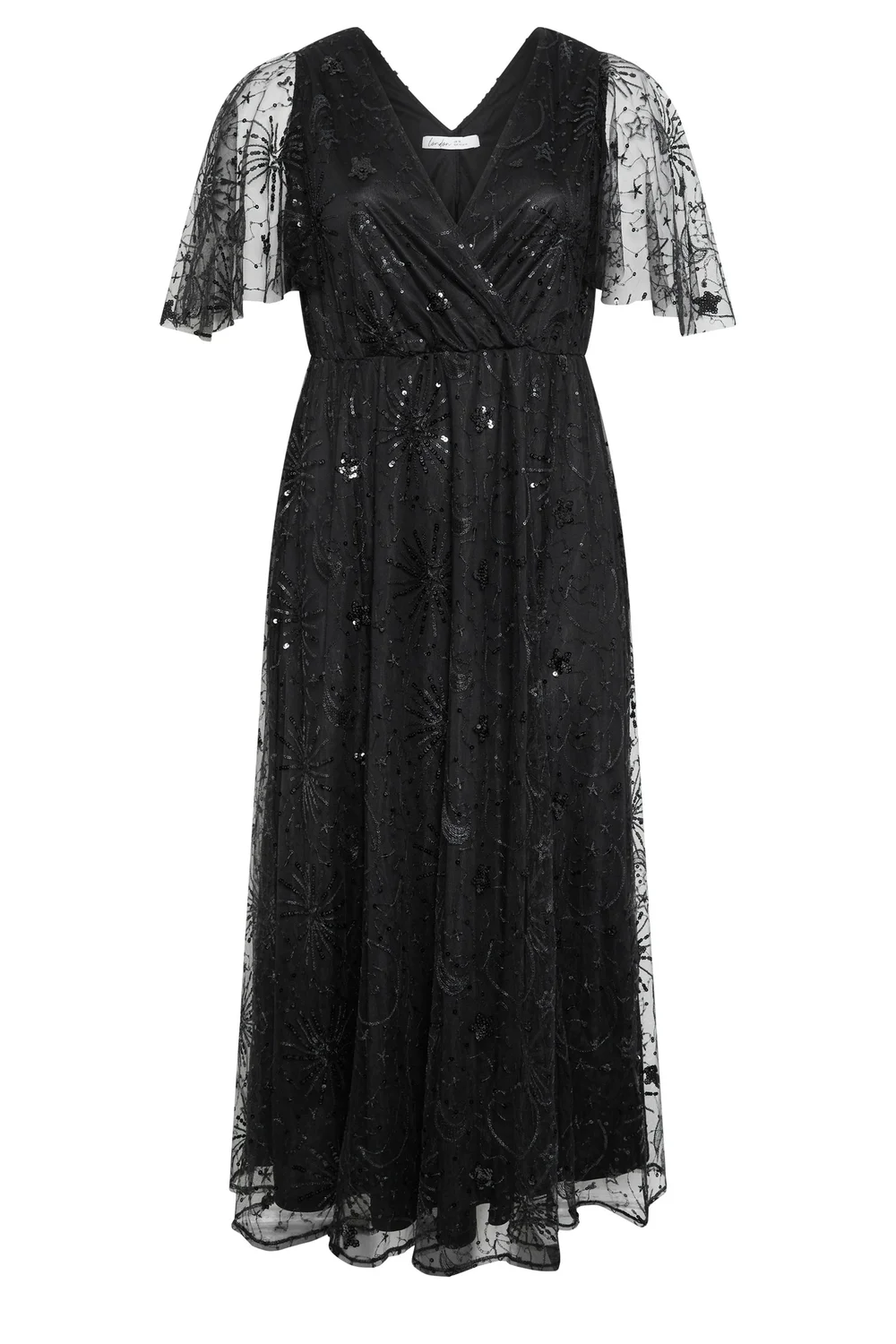 Yours London Curve Black Celestial Sequin Maxi Dress - 26-28 Image 5