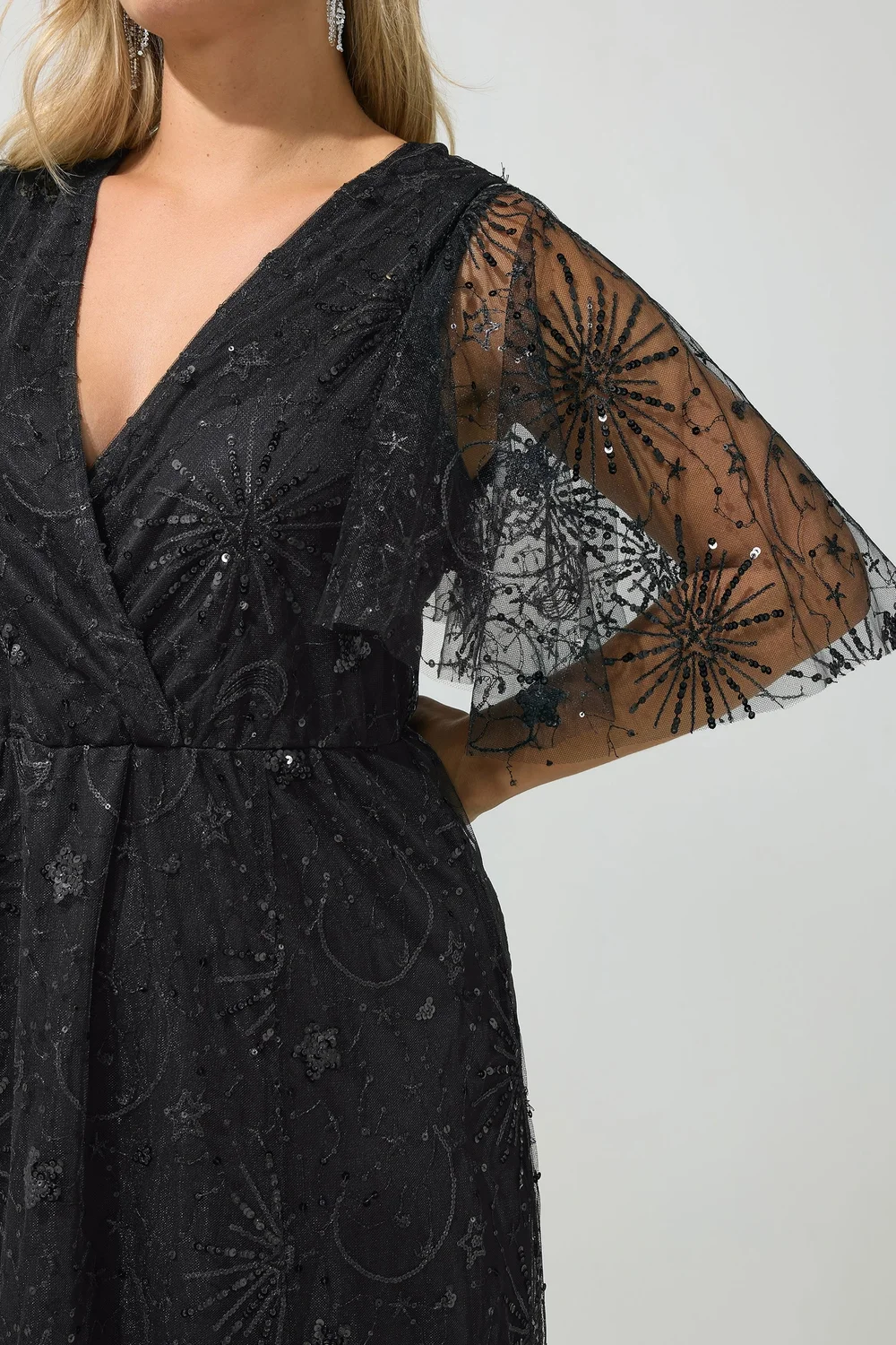 Yours London Curve Black Celestial Sequin Maxi Dress - 26-28 Image 4