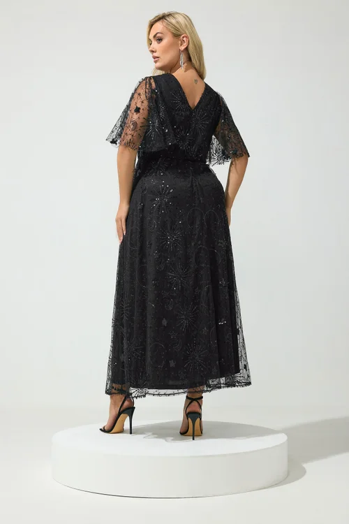 Yours London Curve Black Celestial Sequin Maxi Dress - 26-28 Image 3