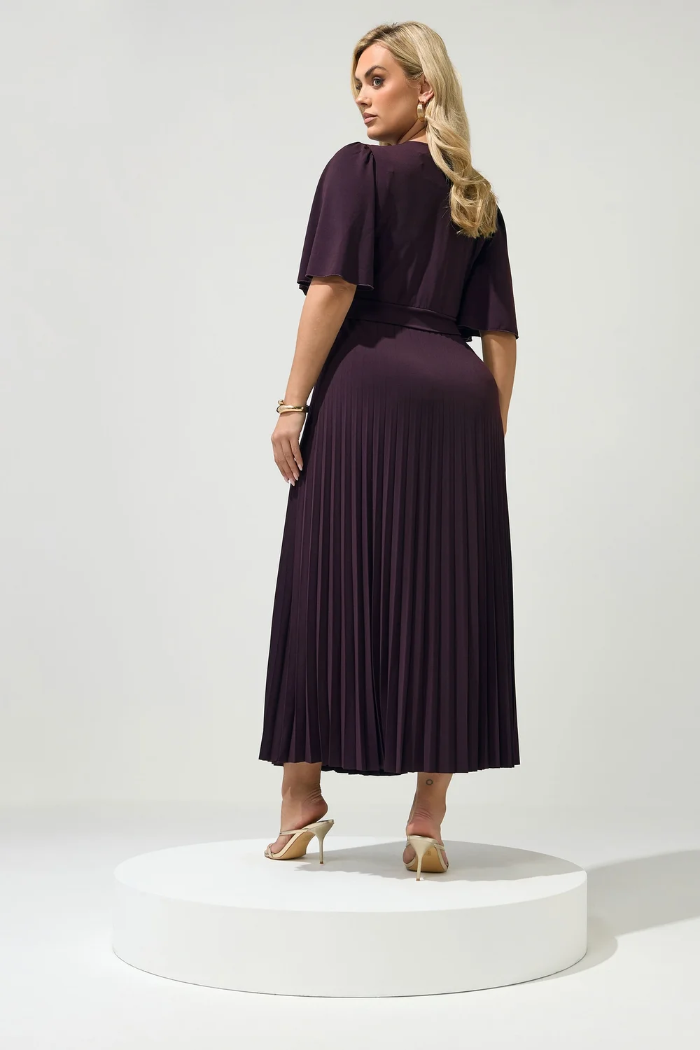 Yours London Curve Dark Purple Knot Pleated Maxi Dress - 22 Image 4