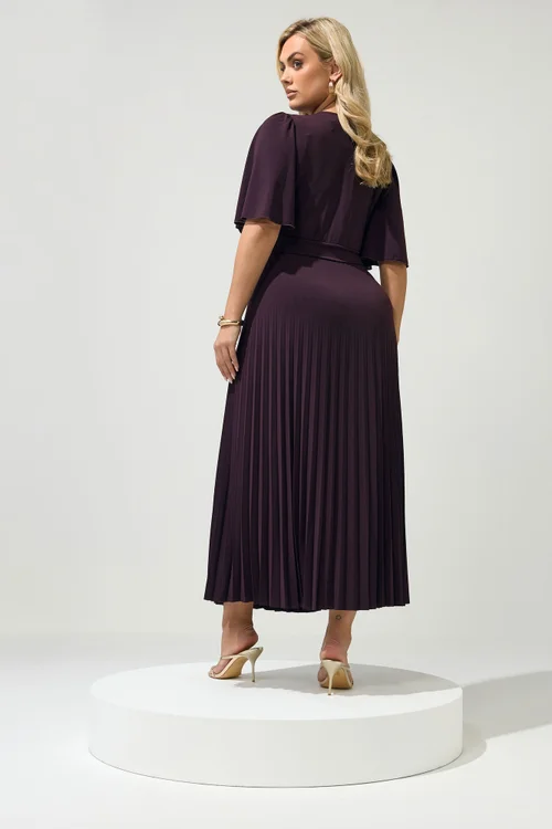 Yours London Curve Dark Purple Knot Pleated Maxi Dress - 22 Image 4
