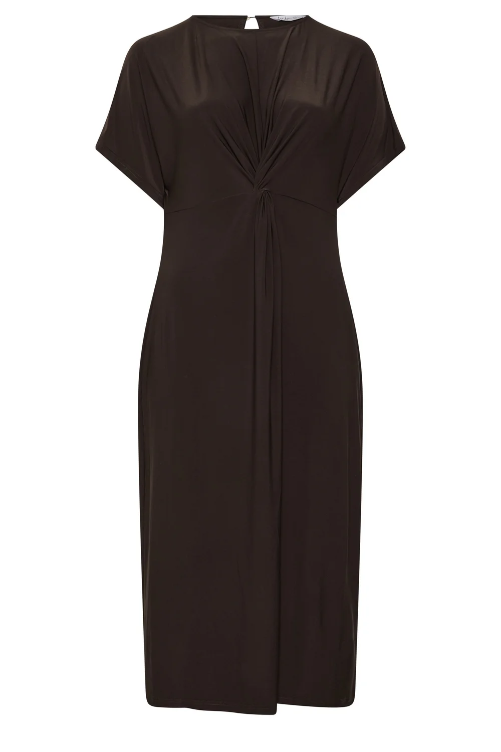 YOURS LONDON Curve Chocolate Brown Knot Front Dress - 12 Image 2