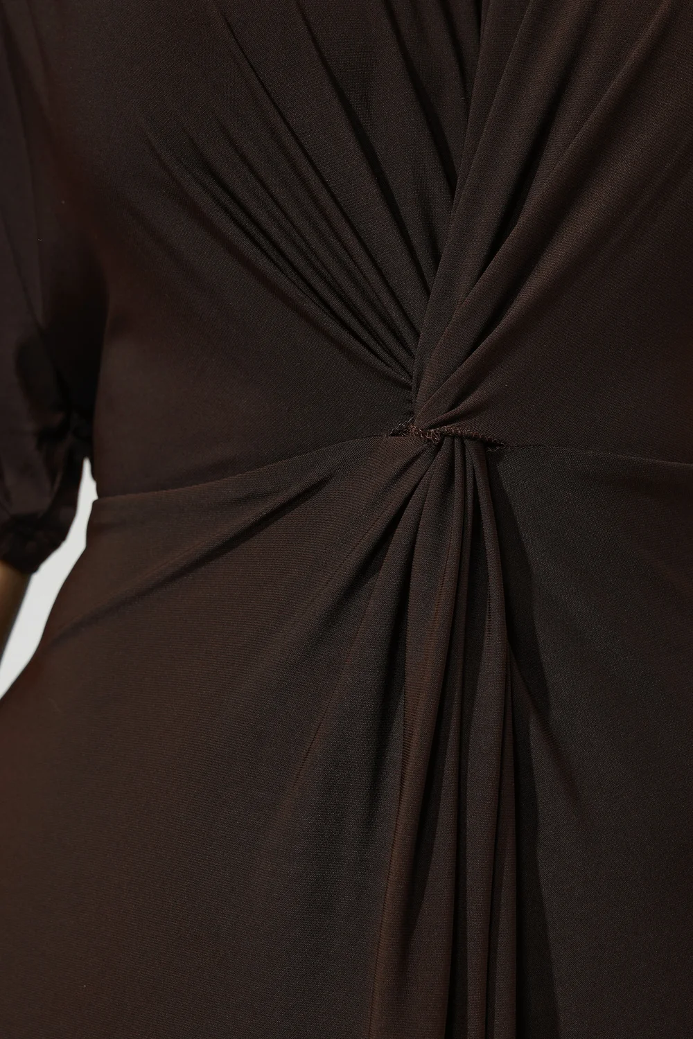 YOURS LONDON Curve Chocolate Brown Knot Front Dress - 12 Image 5