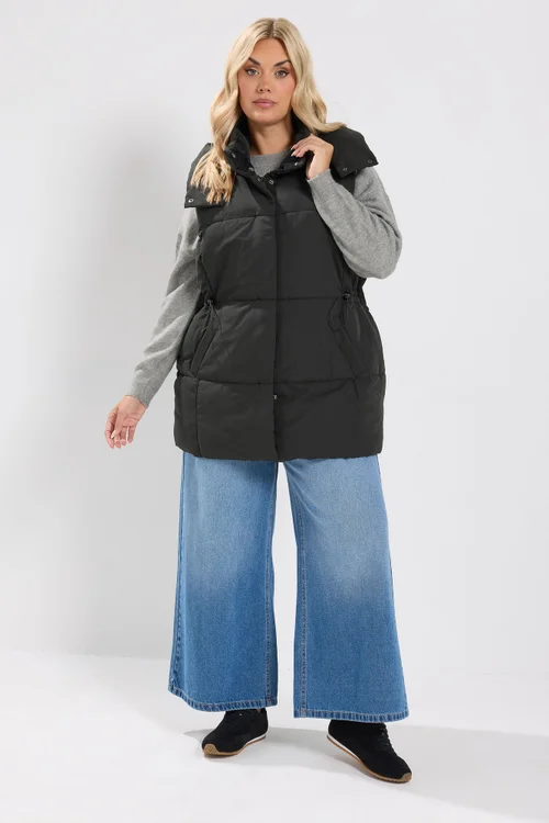 Yours Curve Black Short Padded Gilet - 20 Image 2