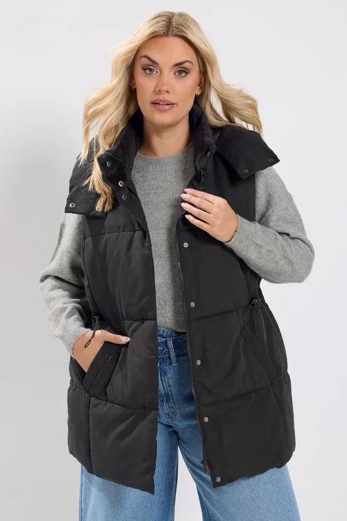 Yours Curve Black Short Padded Gilet - 20 Image 1