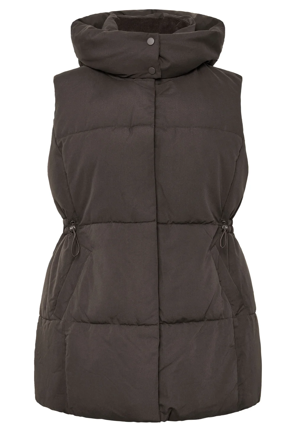 YOURS Curve Chocolate Brown Short Padded Gilet - 34-36 Image 5