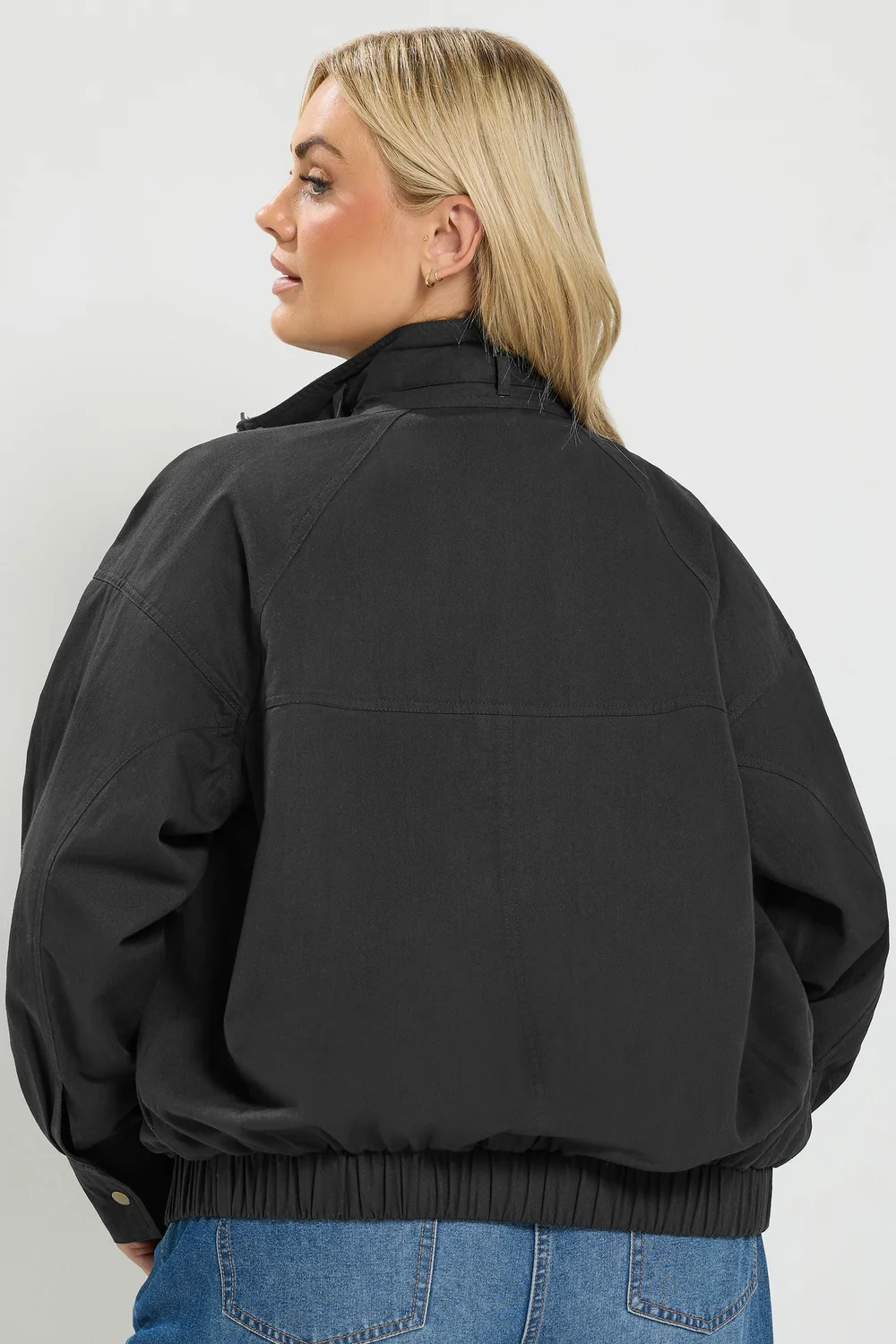 Yours Curve Black Funnel Neck Twill Shacket - 14 Image 4