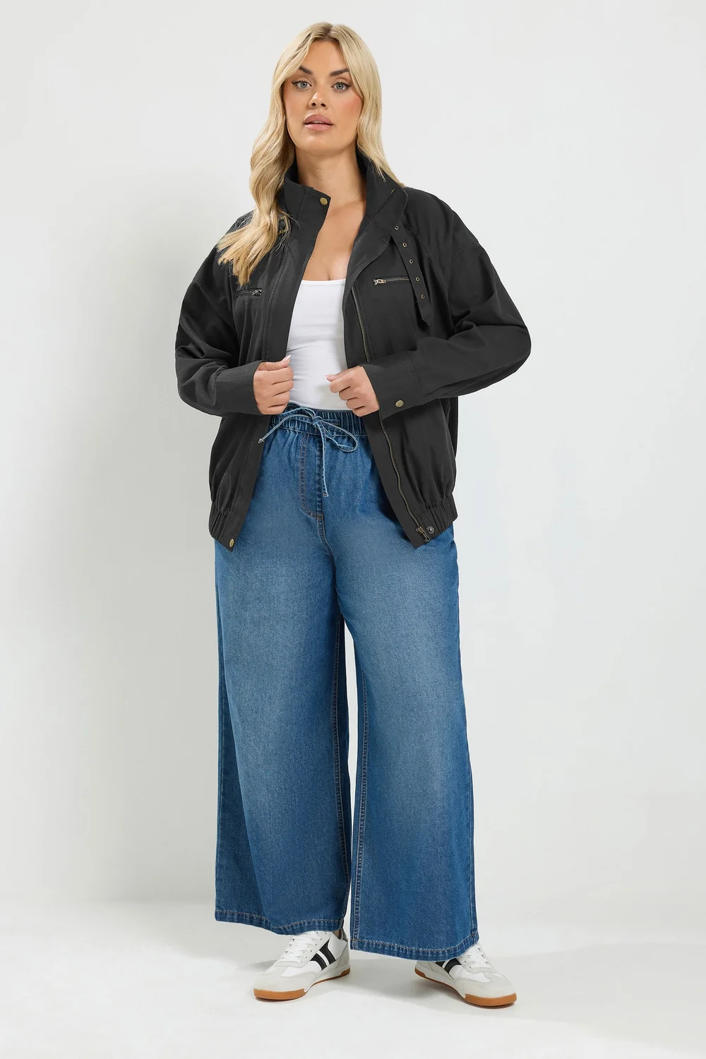 Yours Curve Black Funnel Neck Twill Shacket - 14 Image 3