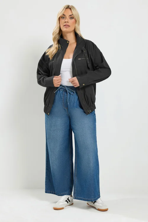 Yours Curve Black Funnel Neck Twill Shacket - 14 Image 3