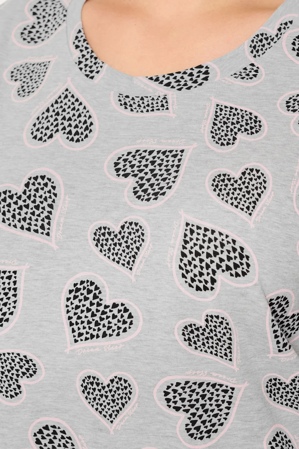 Yours Curve Grey Cluster Heart Print Nightdress - 30-32 Image 4