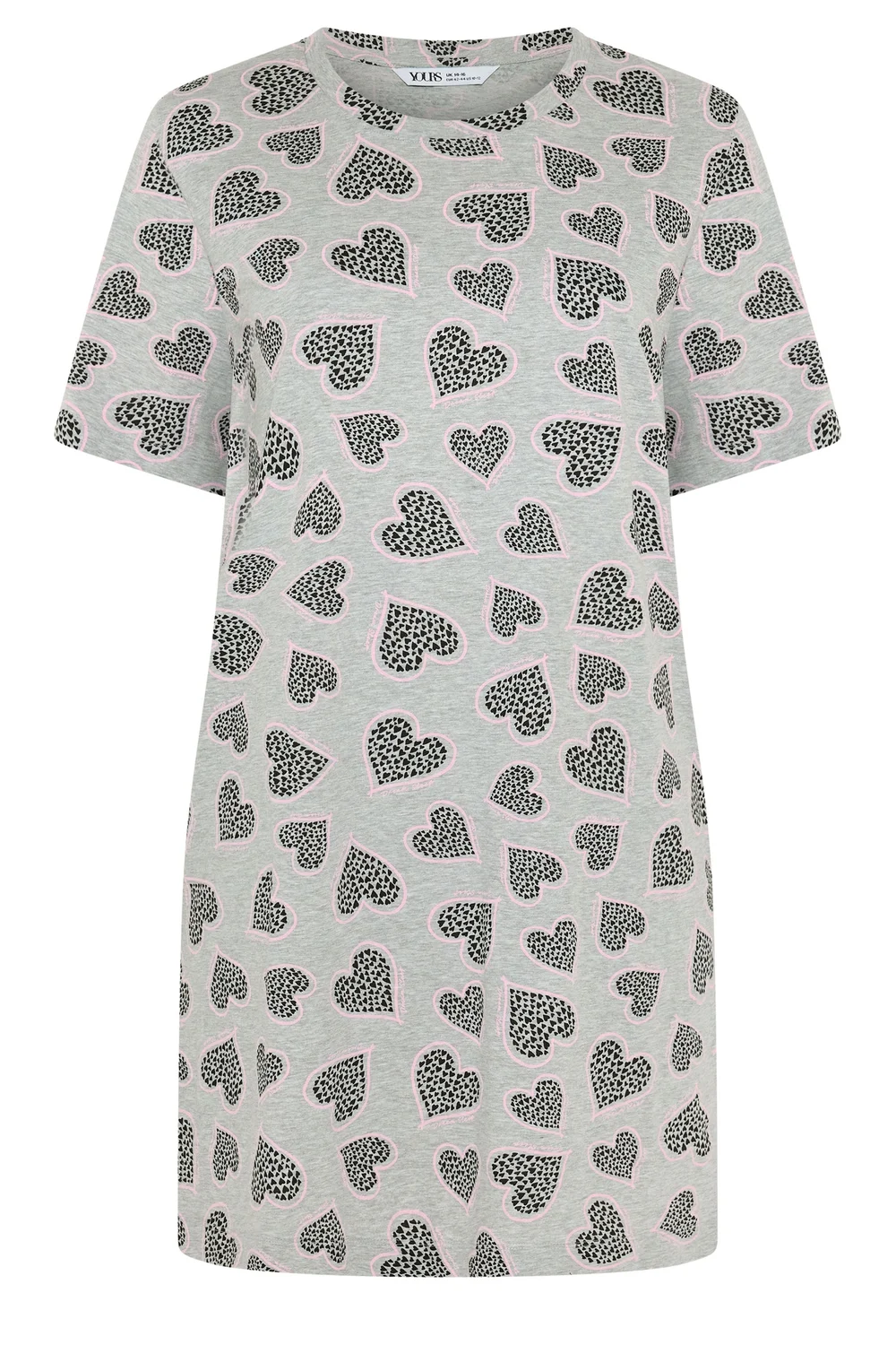 Yours Curve Grey Cluster Heart Print Nightdress - 30-32 Image 5