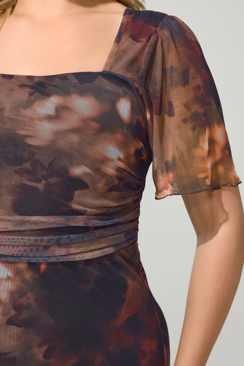 Yours London Curve Brown Floral Square Neck Maxi Dress - 20 Image 4