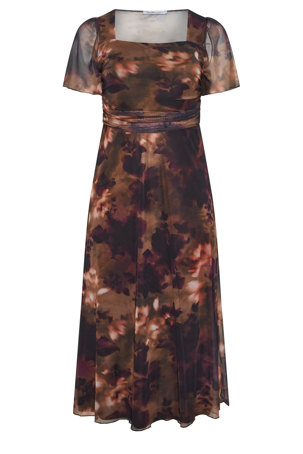 Yours London Curve Brown Floral Square Neck Maxi Dress - 20 Image 5