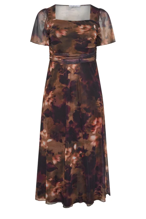 Yours London Curve Brown Floral Square Neck Maxi Dress - 20 Image 5