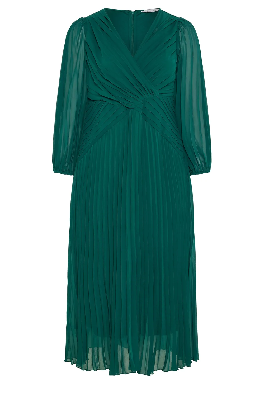 Yours London Curve Teal Green Pleated Dress - 24 Image 5