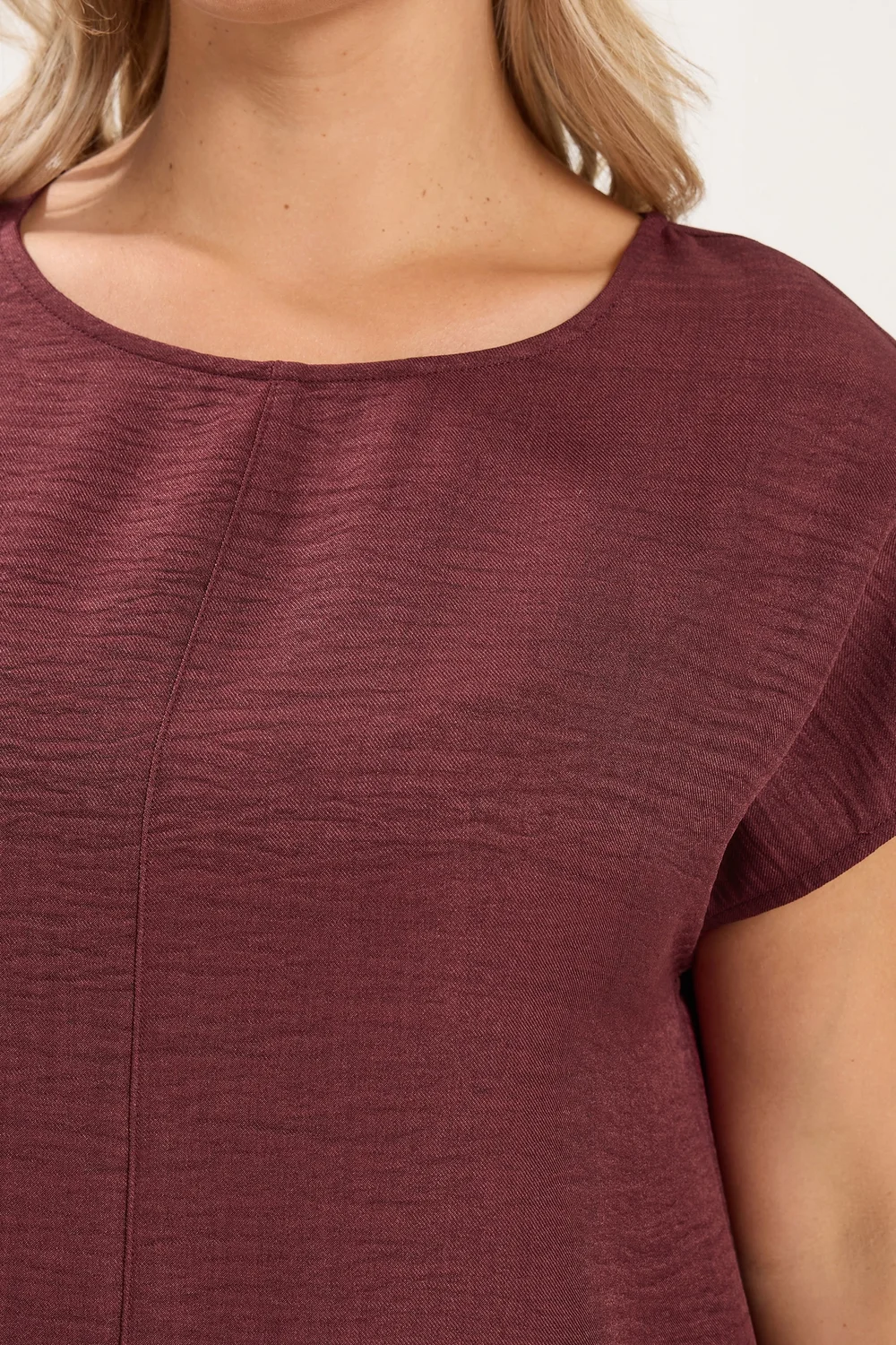 Yours Curve Wine Red Seam Detail Top - 18 Image 5