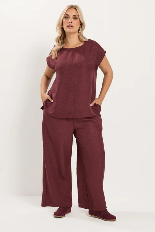 Yours Curve Wine Red Seam Detail Top - 18 Image 3