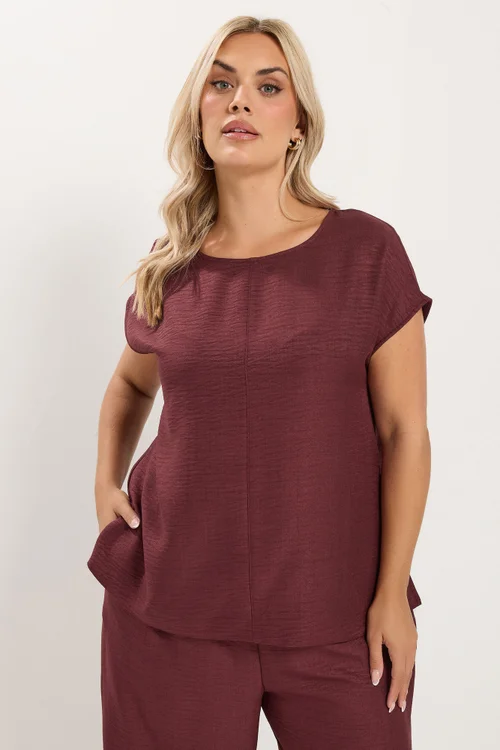 Yours Curve Wine Red Seam Detail Top - 18 Image 1