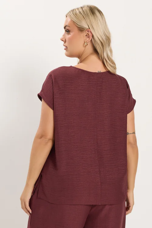 Yours Curve Wine Red Seam Detail Top - 18 Image 4
