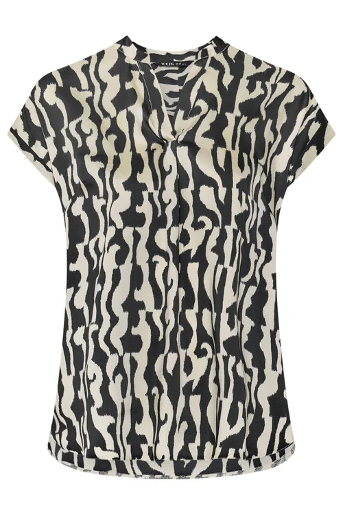 Yours Curve Black Abstract Print Pleated Blouse - 16 Image 5