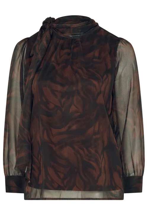Yours London Curve Brown Zebra Side Bow Blouse - 20 Image 5