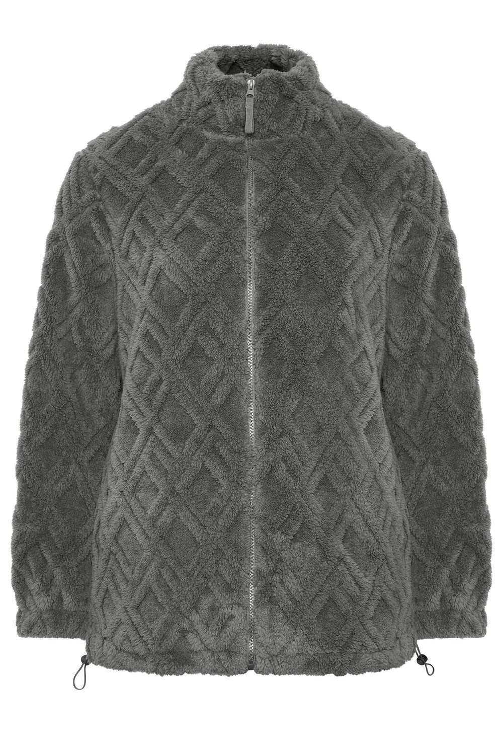 Yours Curve Charcoal Grey Textured Fleece Jacket - 14 Image 5