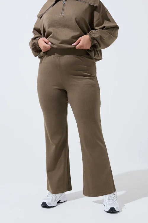 Yours Limited Curve Brown Slim Flare Joggers - 12 Image 1