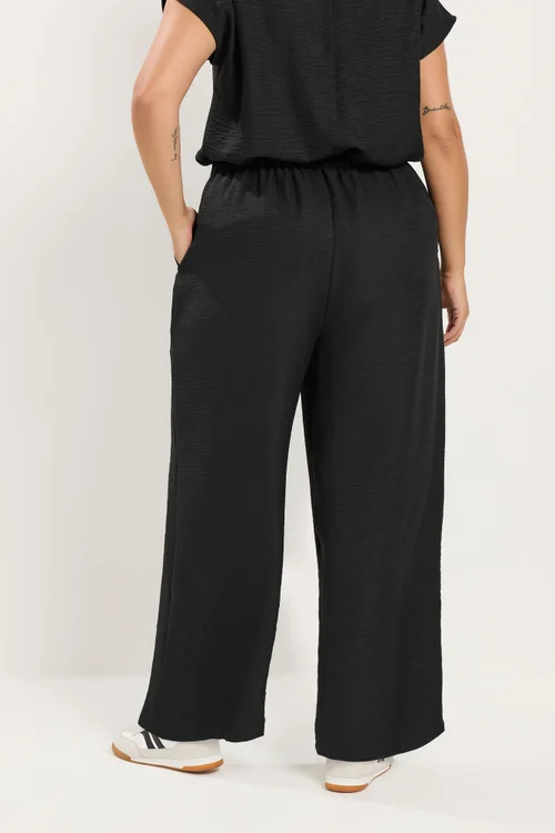Yours Curve Black Textured Wide Leg Trousers - 16 Image 4